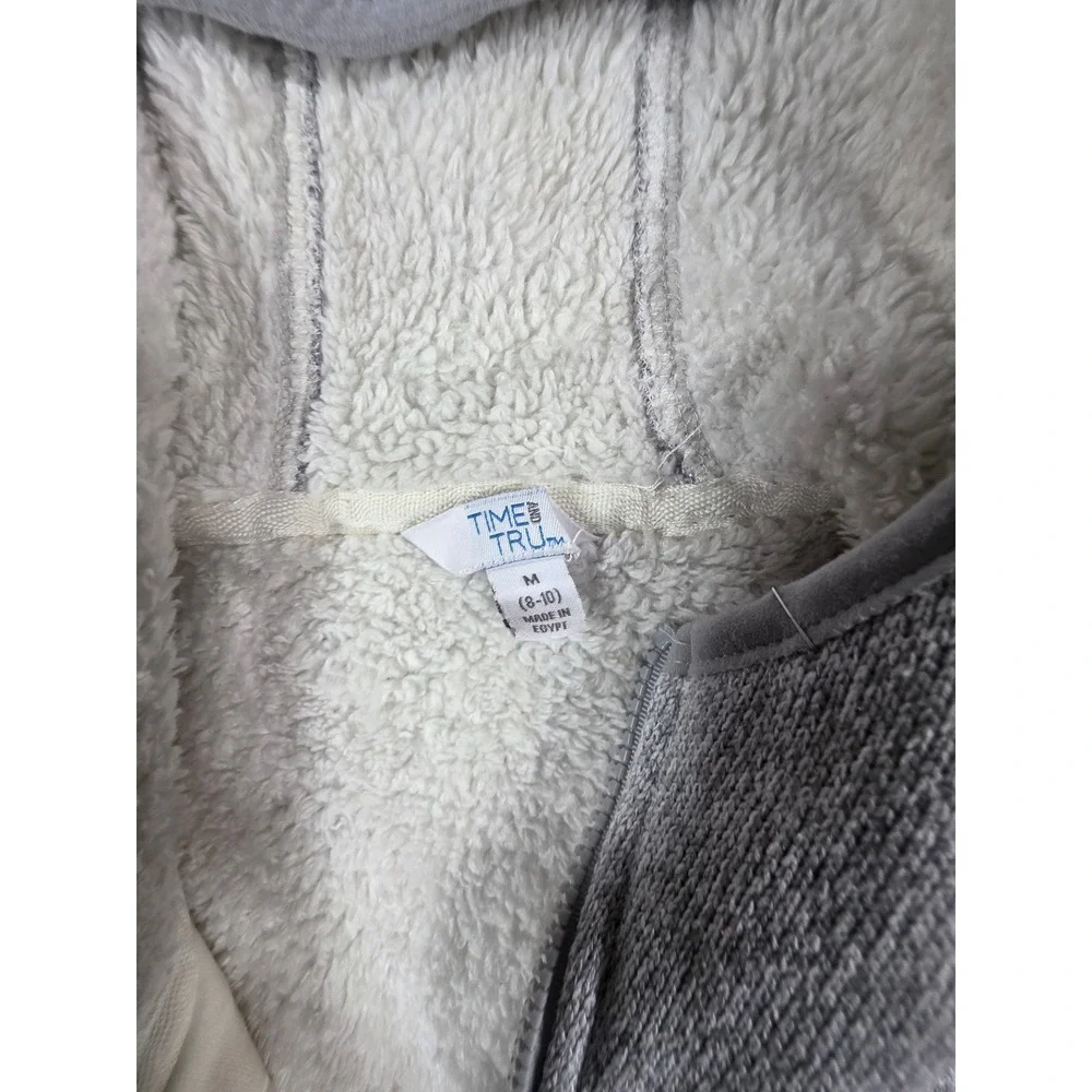 Time and Tru Womens Gray Sherpa Lined Full Zip Hoodie Jacket Size M 8-10 - Picture 5 of 7